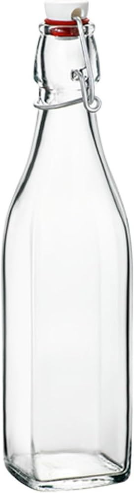 Bormioli Rocco Swing 17 oz. Square Swing-Top Glass Bottle with Airtight Seal and Metal Clamp for ... | Amazon (US)