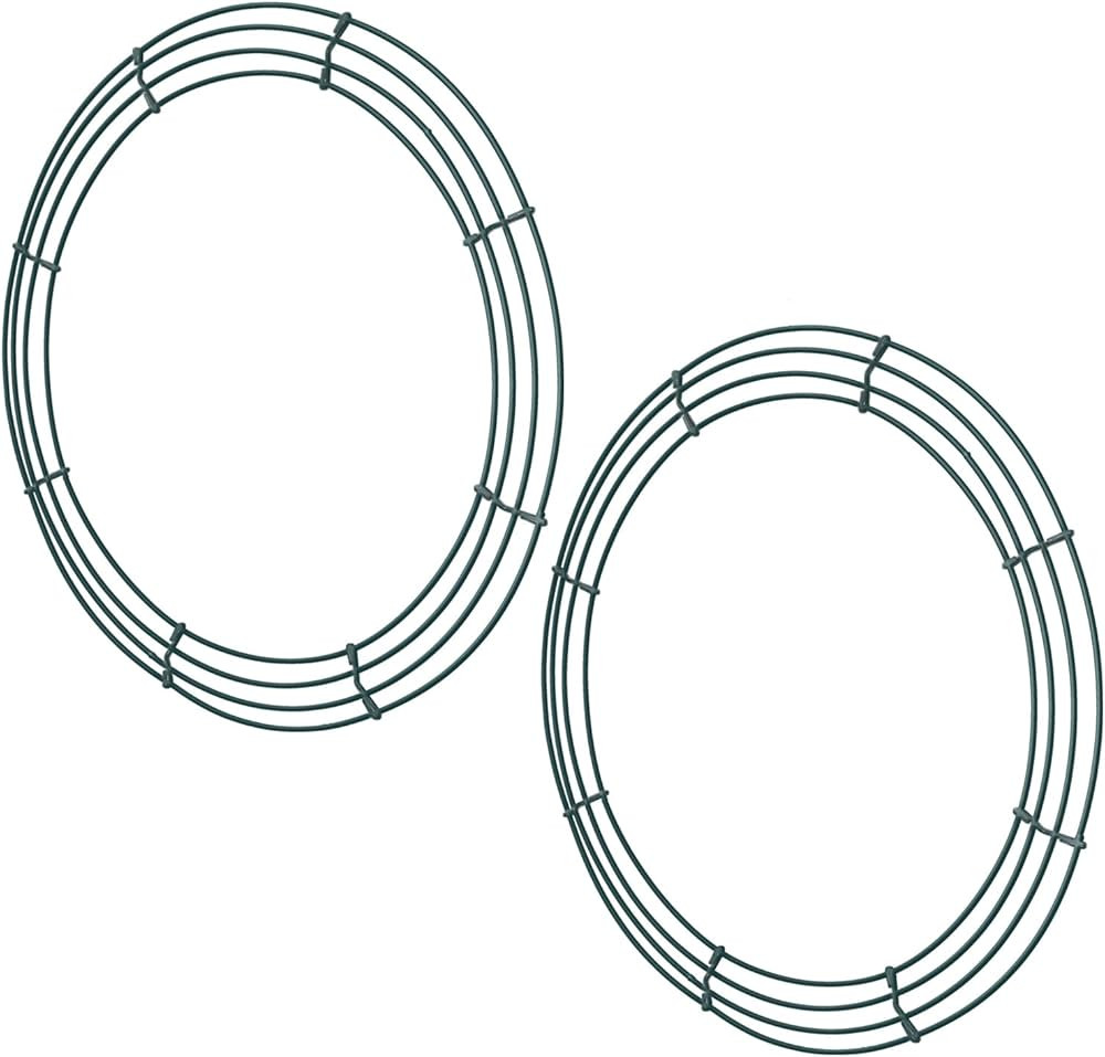 Sumind 2 Pack Christmas Wire Wreath Frame Wire Wreath Making Rings Green for New Year Valentines ... | Amazon (US)