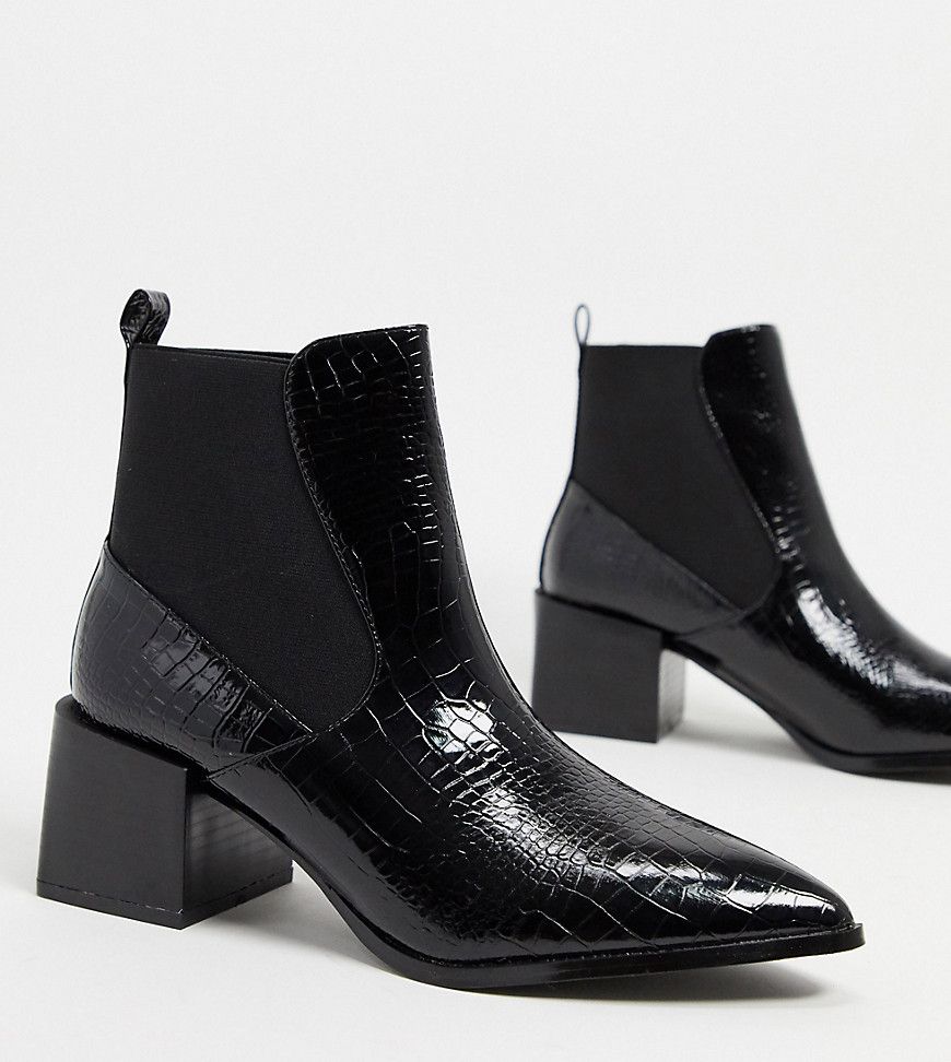 RAID Lucinda black croc chelsea boots with block heel | ASOS (Global)