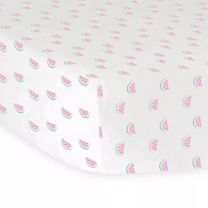 Hello Spud Watermelon Organic Cotton Jersey Fitted Crib Sheet in Pink | buybuy BABY