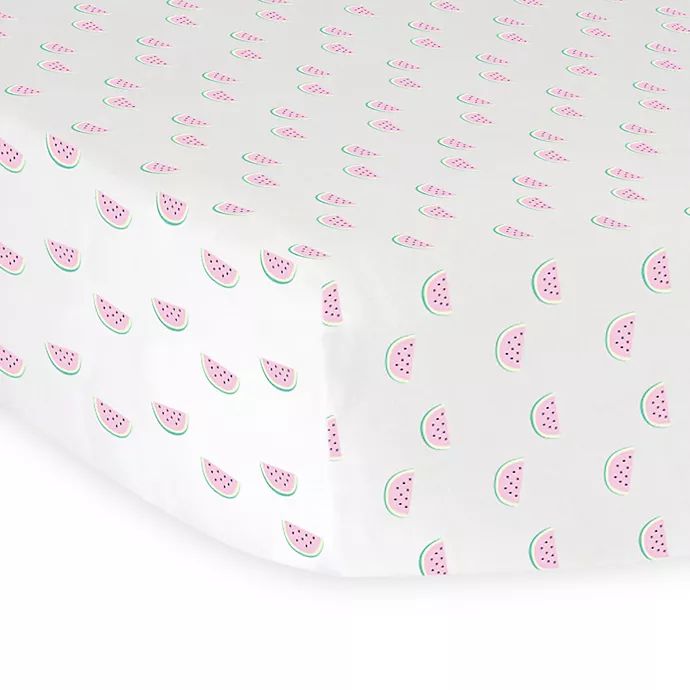 Hello Spud Watermelon Organic Cotton Jersey Fitted Crib Sheet in Pink | buybuy BABY