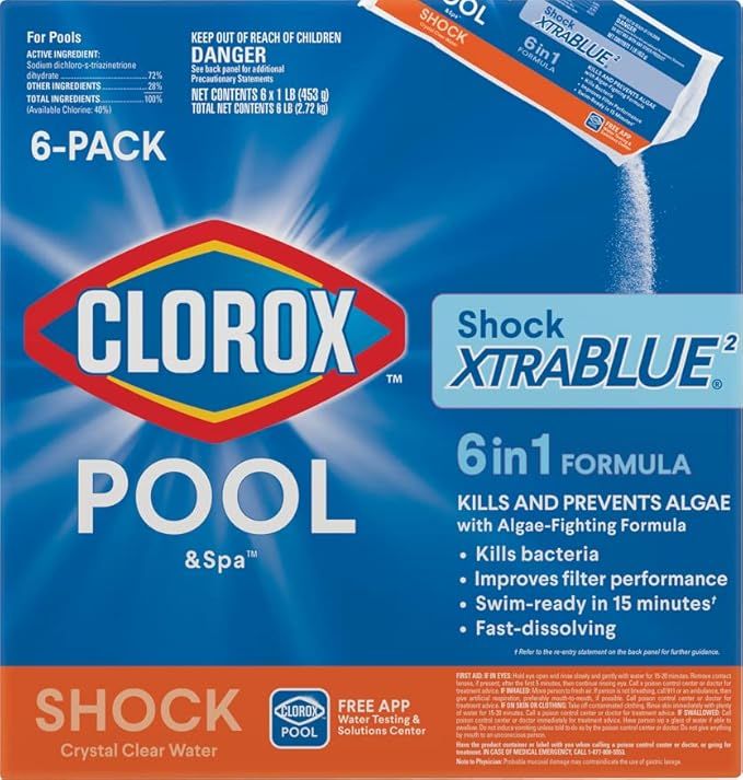 Clorox® Pool&Spa™ Shock XTRABLUE®2, Kills Bacteria & Algae in Swimming Pools, Swim-Ready in 1... | Amazon (US)