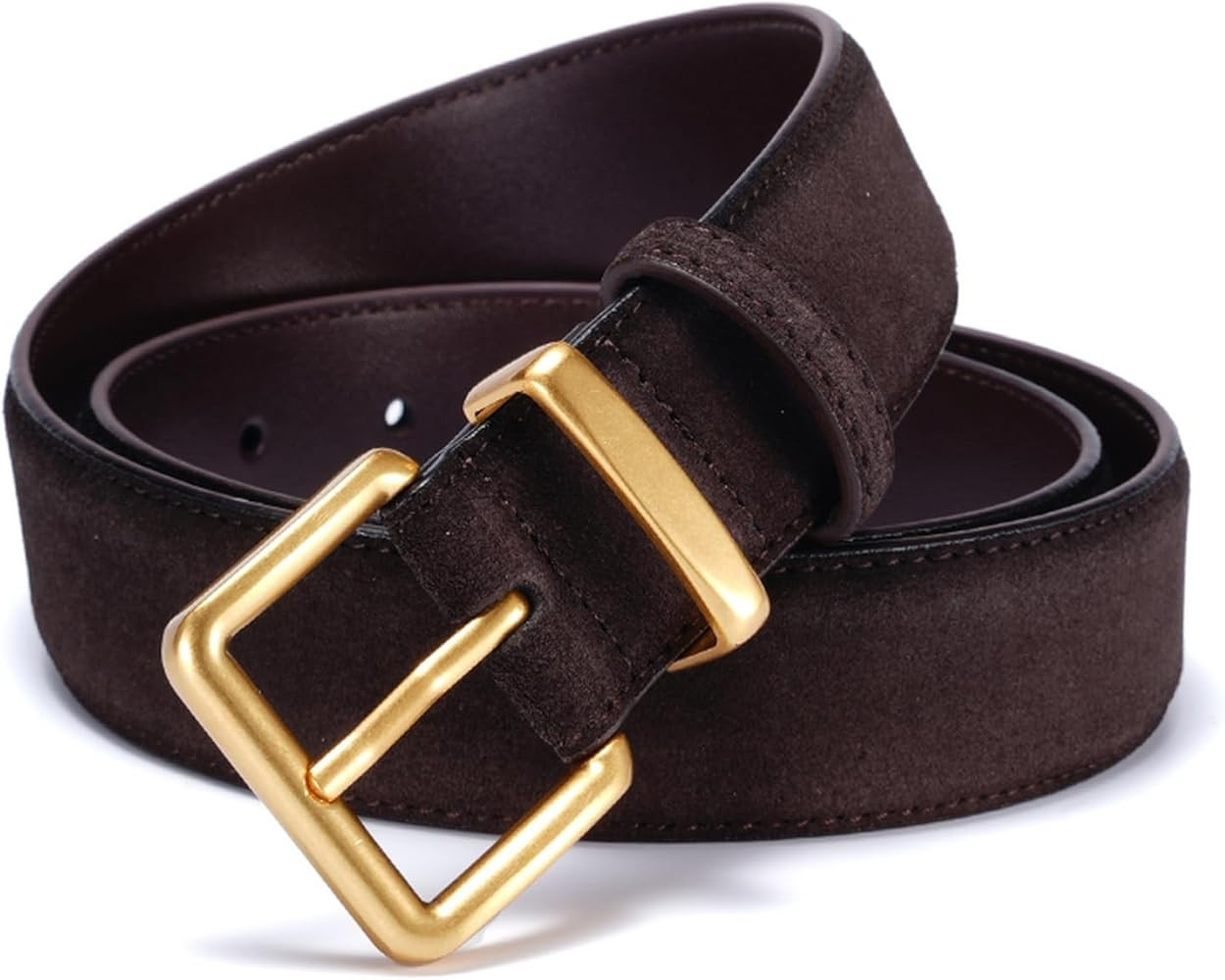 Wide Suede Belt Women Genuine Leather Ladies Waist Belt for Jeans Dress Casual Square Gold Buckle | Amazon (US)