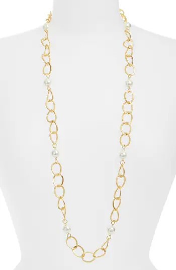 Karine Sultan Imitation Pearl Long Station Necklace | Nordstrom | Nordstrom