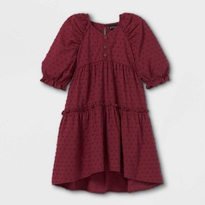 Toddler Girls' Textured 3/4 Sleeve Dress - art class™ Maroon | Target