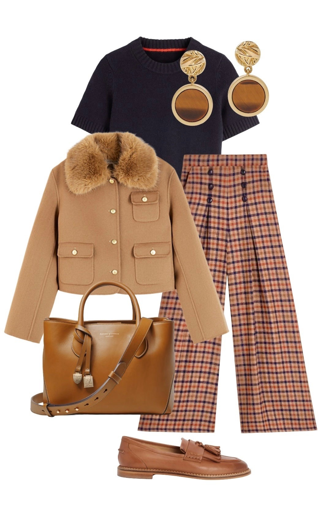 Catch £70 off this stunning camel fur collared jacket at Tommy Hilfiger by signing up to Member’s Week - I probably will! This is how I would style it: with gorgeous check trousers by Vilagallo featuring cute button detailing, a navy wool short sleeve knit and luxurious camel accessories including tassel loafers! There’s a Scottish vibe about this look, elevated for contemporary city dressing that will take you from the office out to dinner! 

Faux Fur Collar Wool Blend Jacket in Camel (also available in red) - NEW at Tommy Hilfiger 

Marta Merino Wool Boxy Navy Short Sleeve Wool Knit and Aya Ghillie Tassel Tan Loafers - Boden

Check Wide Leg Trousers - NEW Vilagallo at The House of Bruar

London Midi Tote Bag in Camel Leather - Aspinal of London

Terra Gold Plated Tiger’s Eye Drop Earrings - Astley Clarke at Selfridges 

#LTKstyletip #LTKbag #LTKshoes #LTKluxury

#LTKuk #LTKautumn #LTKeurope