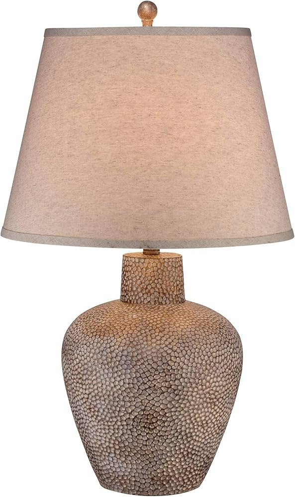360 Lighting Bentley Rustic Farmhouse Table Lamp 29" Tall Brown Leaf Textured Hammered Pot Off Wh... | Amazon (US)