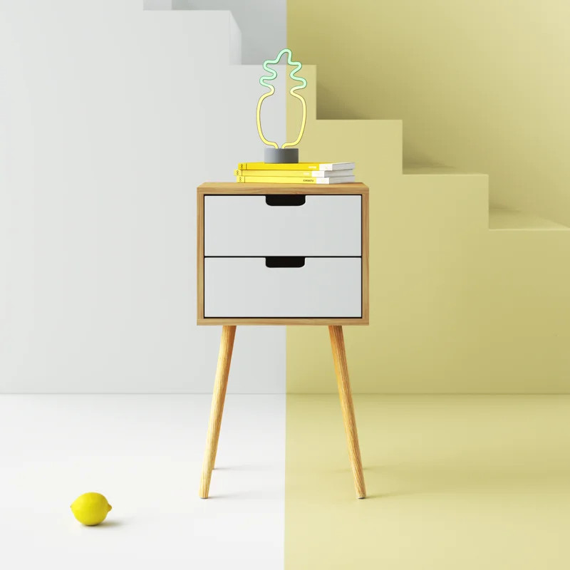 Hartwell 2 - Drawer Nightstand in Natural/White (Set of 2) | Wayfair Professional
