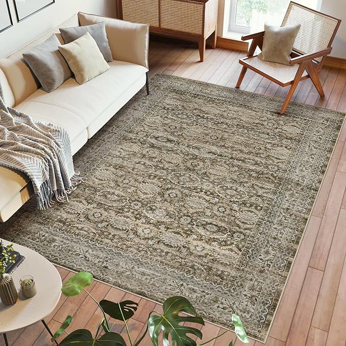 Area Rug 9x12 Living Room: Soft Large Washable Rugs with Non-Slip Rubber Backing Stain Resistant ... | Amazon (US)