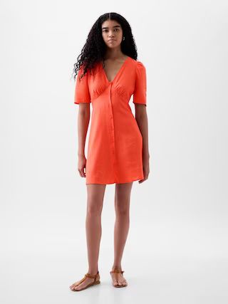 Linen-Blend Button Mini Dress | Gap (US)