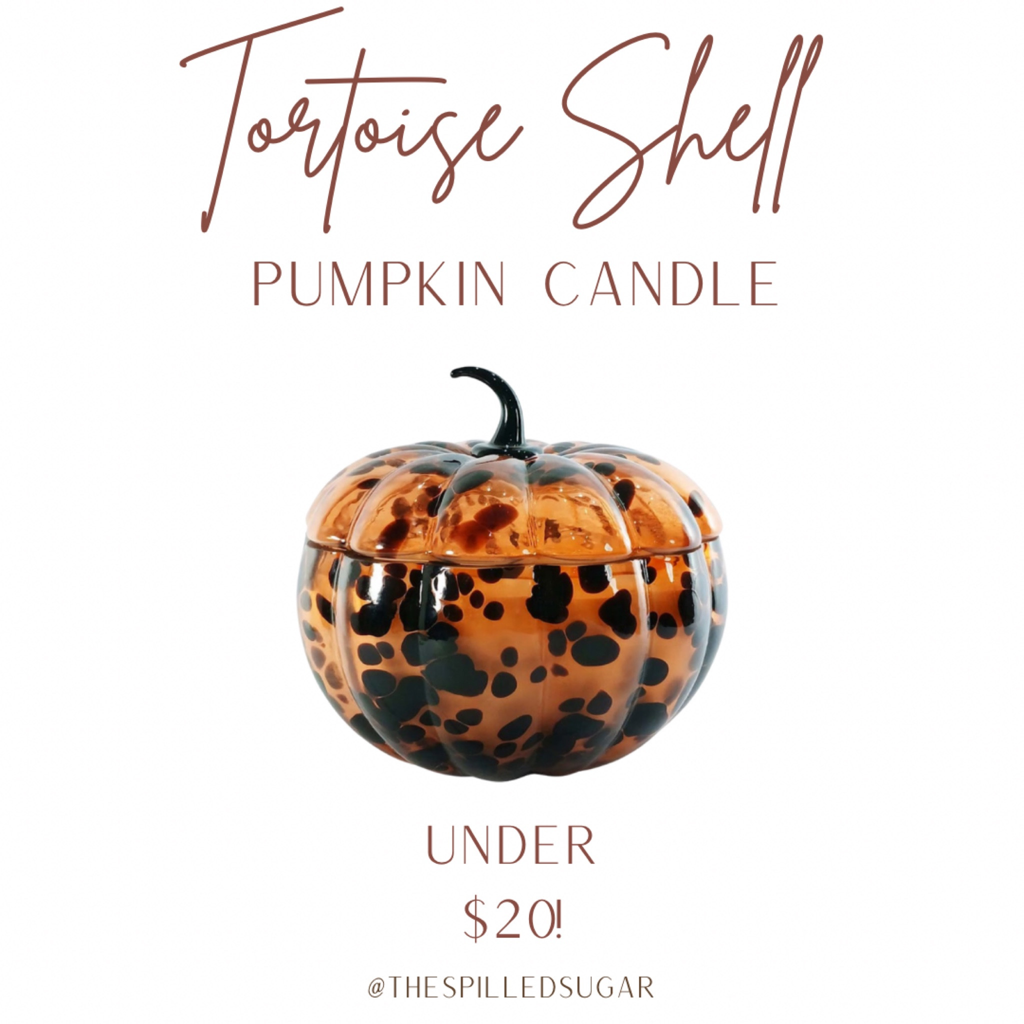 Right on trend for fall 2024! Loving the tortoise shell trend right now. Such a beautiful pumpkin candle, under $20!

At home finds, affordable home decor, fall candles, living room decor, fall decor, kitchen decor 

#LTKFindsUnder50 #LTKSeasonal #LTKHome
