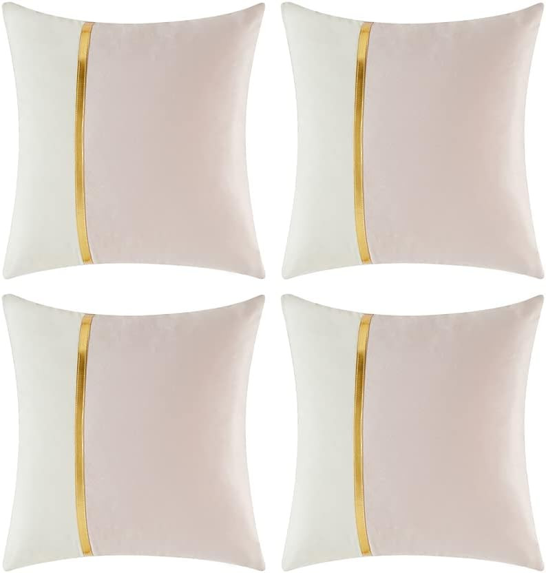 Fancy Homi 4 Packs Pink Decorative Throw Pillow Covers 18x18 Inch for Living Room Couch Bed, Blus... | Amazon (US)