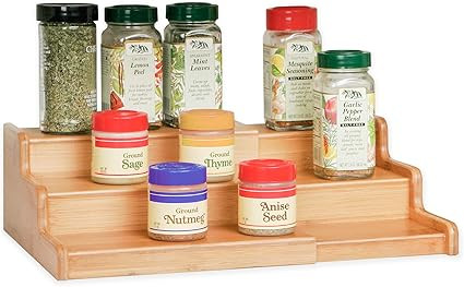 Seville Classics 3-Tier Expandable Bamboo Spice Rack Step Shelf Cabinet Organizer | Amazon (US)
