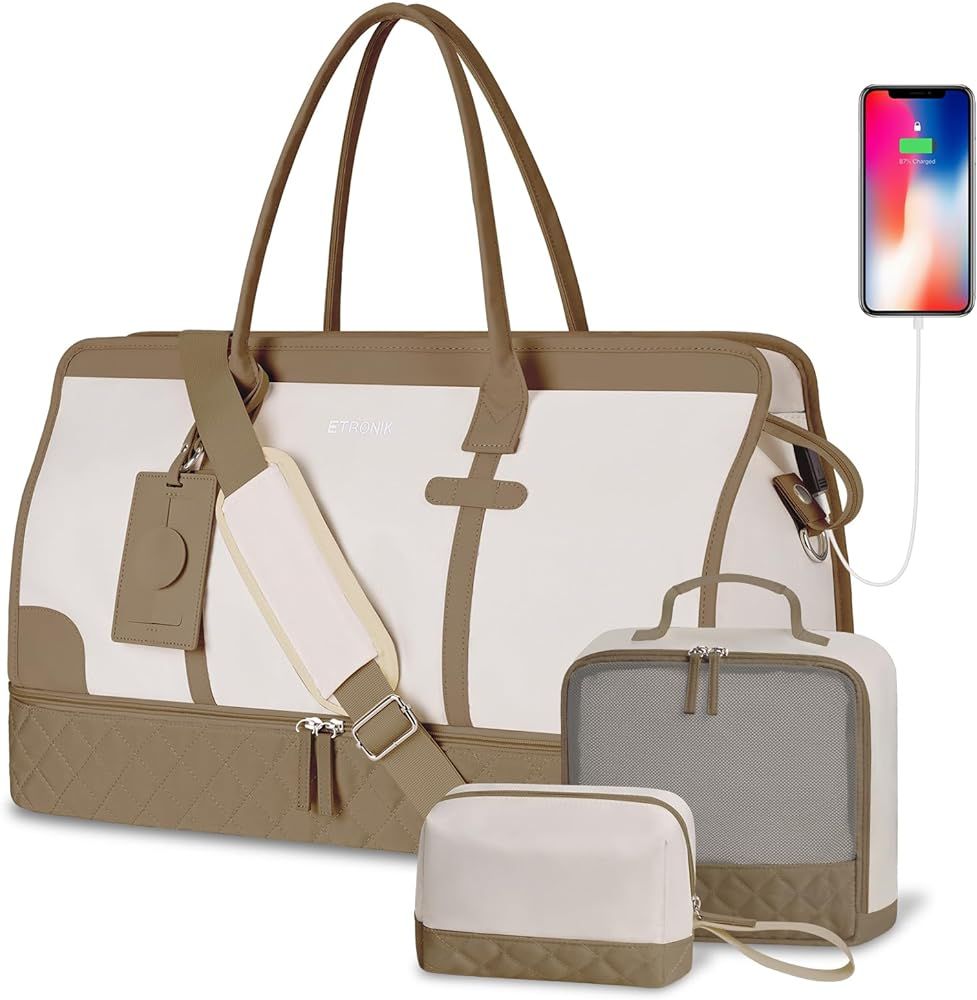 ETRONIK Bolsa de viaje para mujer, bolsa de viaje grande con compartimento para zapatos, bolsa de... | Amazon (US)
