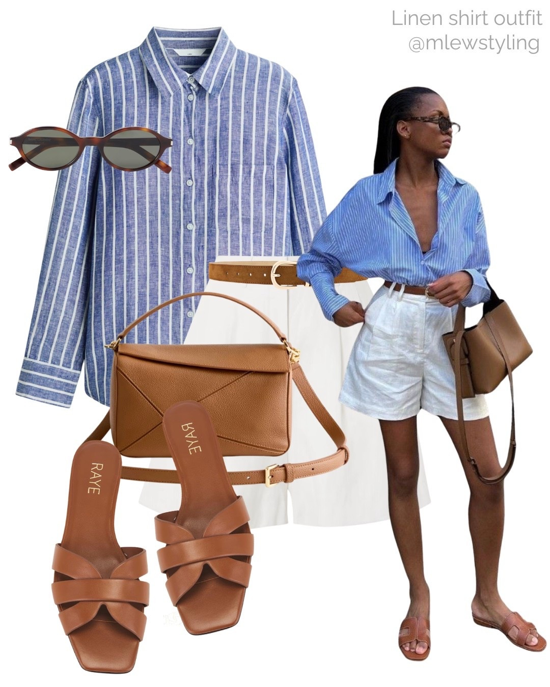Linen shirt & tailored shorts ✨

- Outfit inspired by Fabiana Christina
Tags: spring to summer outfit, H&M striped button down, white linen shorts, raye slide sandals, leather quince bag, Miu Miu sunglasses, capsule wardrobe, neutral aesthetic 