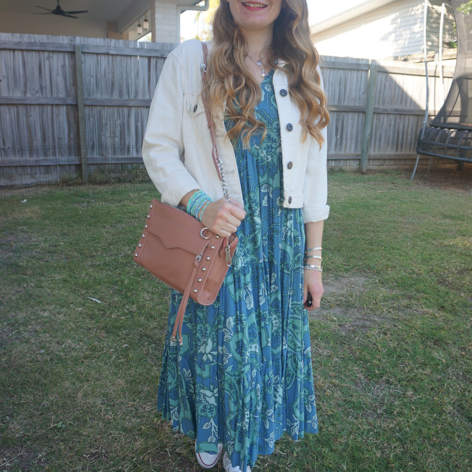White denim jacket, Jaase midi dress, Converse and Rebecca Minkoff studded MAB crossbody bag 💙💕

#LTKspring #LTKaustralia #LTKbag