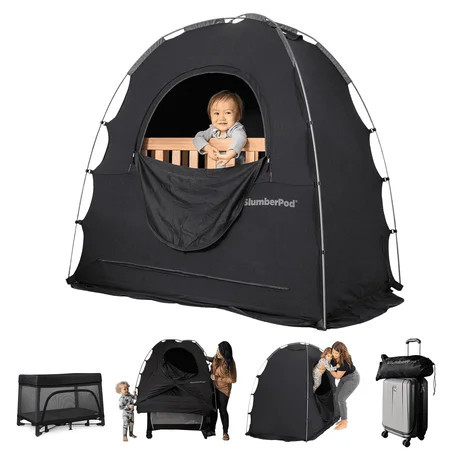 SlumberPod The Original Blackout Sleep Tent Travel Essential for Babies and Toddlers, Mini Crib and Pack N Play Cover, Sleep Pod for Kids with Monitor Pouch and Fan Pouch, Blocks 95% Light, Black | Walmart (US)