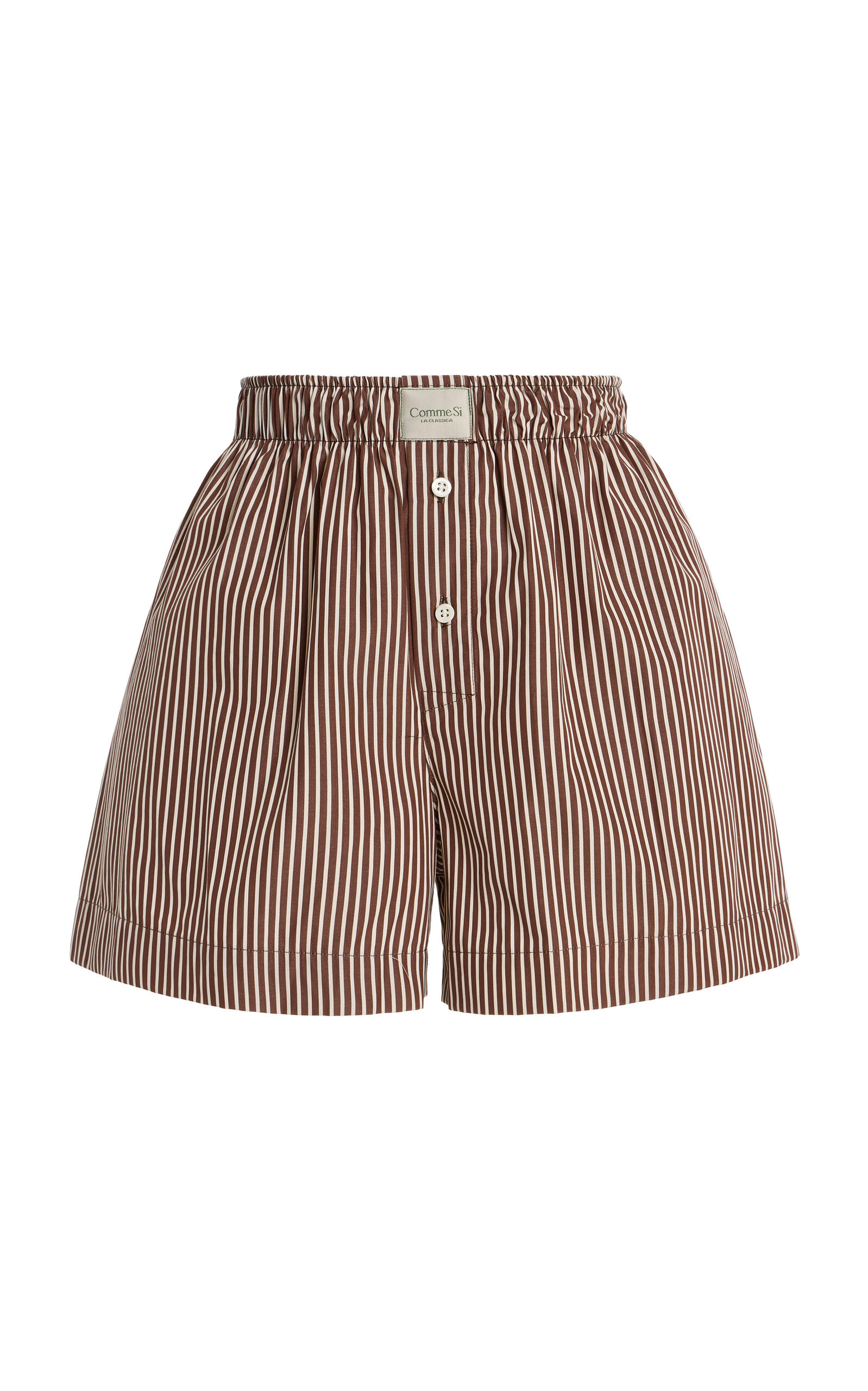 Comme Si - La Classica Striped Cotton-Poplin Boxer Shorts - Brown - L - Moda Operandi | Moda Operandi (Global)