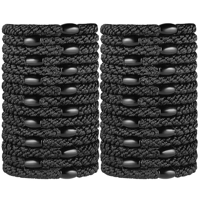 Black Elastic Hair Ties for Women and Girls, Funtopia 30 Pcs No Metal No Slip Braided Ponytail Ho... | Amazon (US)