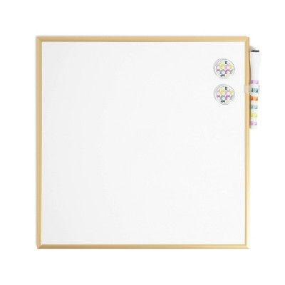 U Brands 14"x14" Gold Frame Dry Erase Board - White/Geo | Target