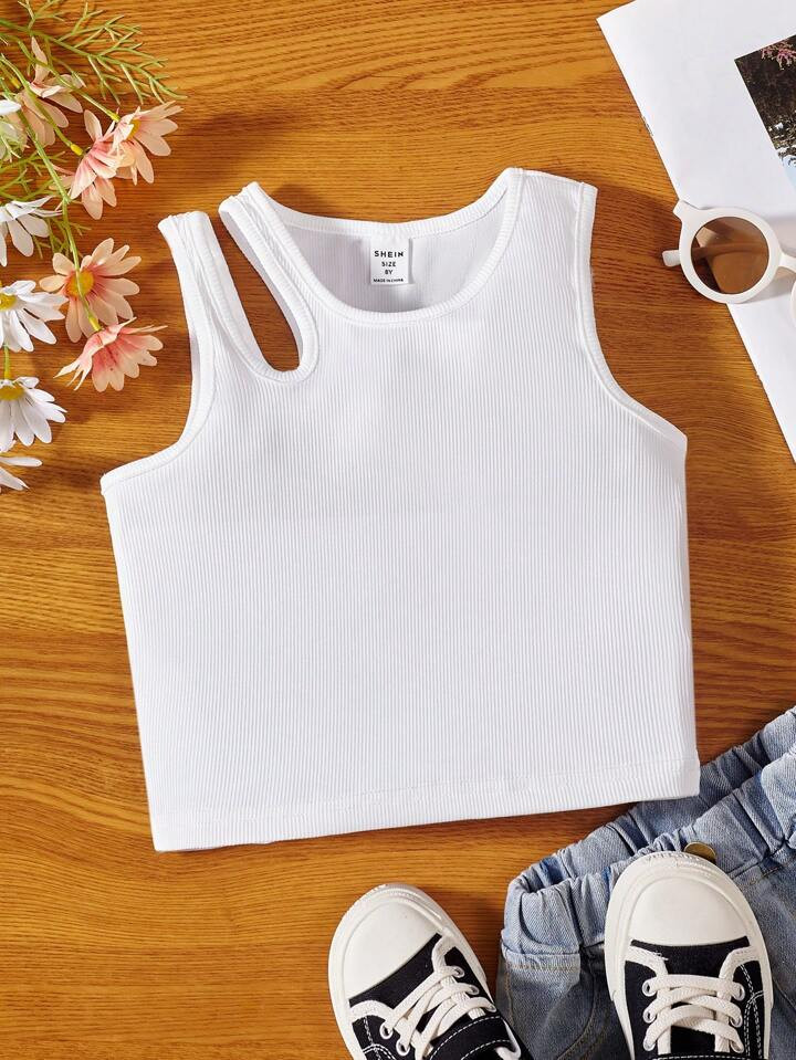 SHEIN Kids EVRYDAY Girls Cut Out Tank Top | SHEIN