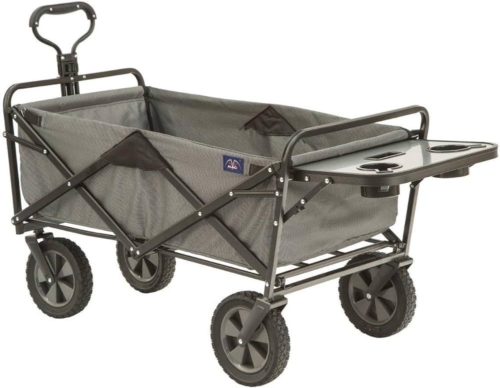 MacSports Collapsible Outdoor Utility Wagon with Folding Table and Drink Holders, Gray | Amazon (US)