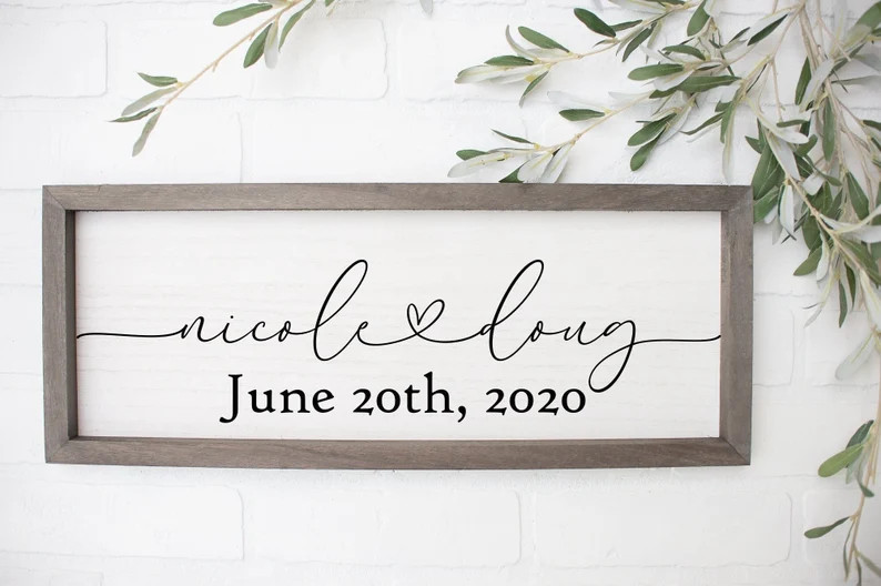 Couple's Names Anniversary Date Framed Wood Sign Wedding Gift Anniversary Gift Birthday Gift Save... | Etsy (US)