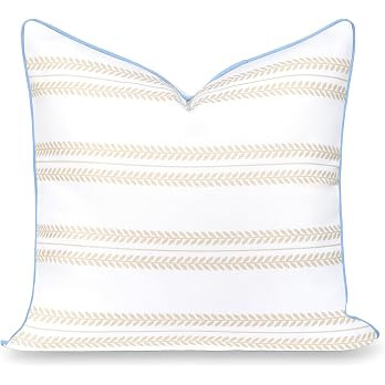 Hofdeco Premium Coastal Hampton Patio Indoor Outdoor Throw Pillow Cover Only, 22"x22" Water Repel... | Amazon (US)