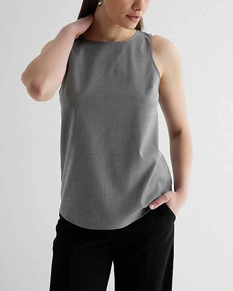 Woven Crew Neck Tank | Express