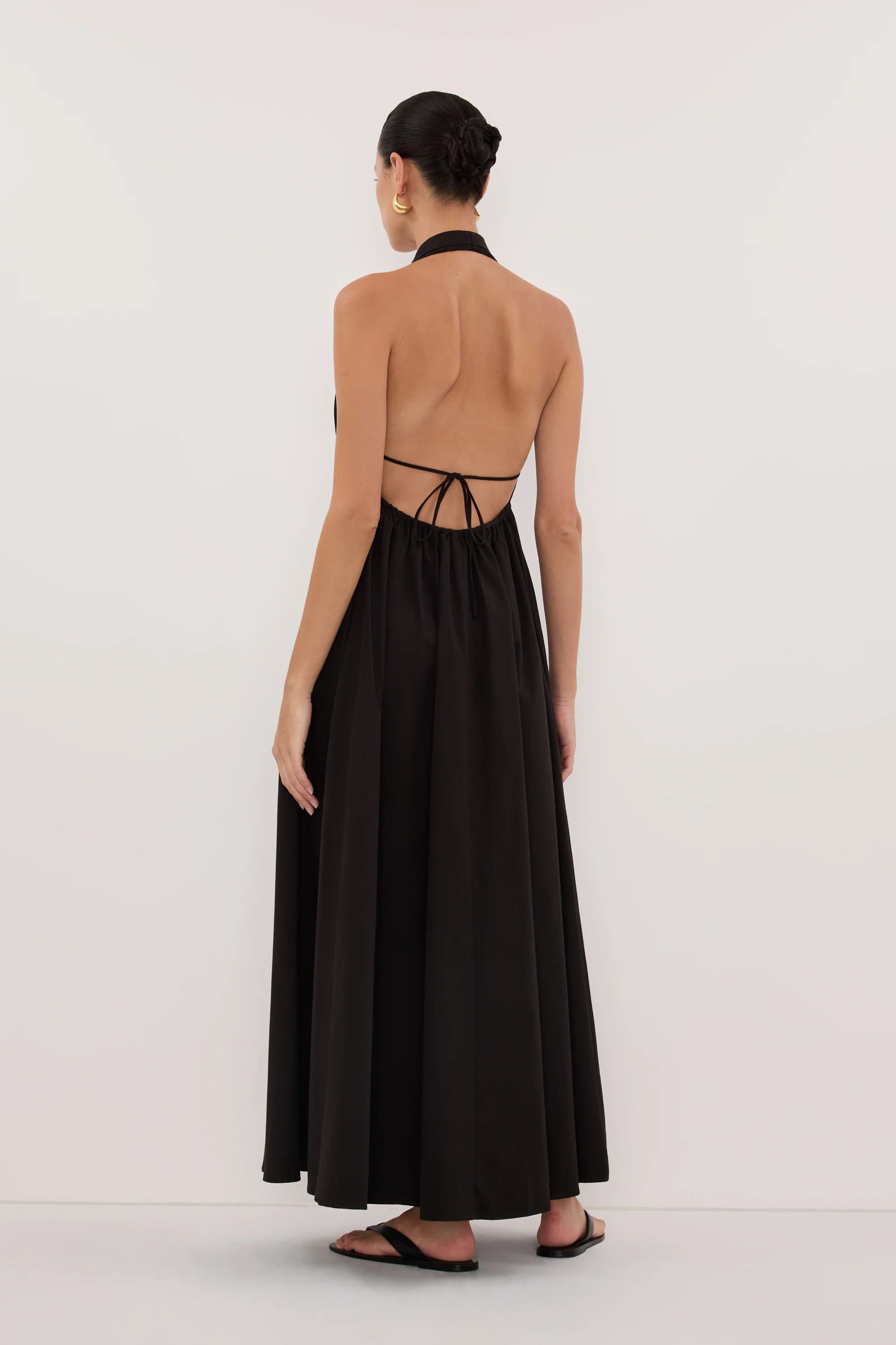 TAMMY BLACK POPLIN MIDI DRESS | DISSH