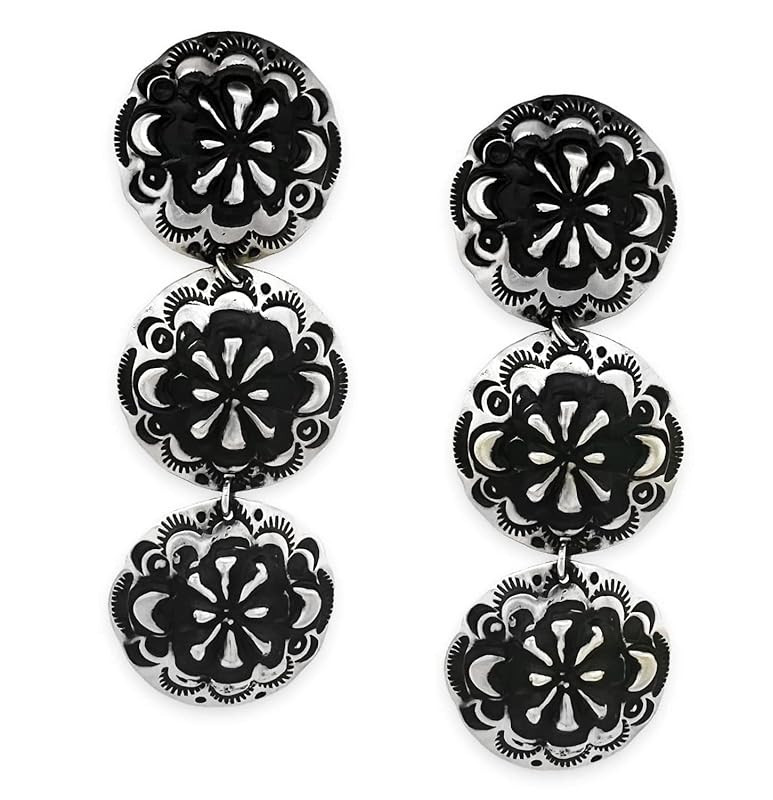 Genuine Oxidized Sterling Silver Statement Earrings, Authentic Native American USA Handmade in Ne... | Amazon (US)