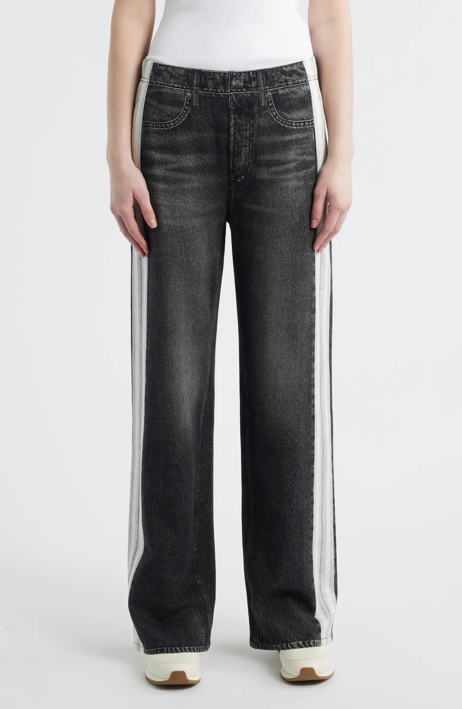 rb Miramar Side Stripe Wide Leg Cotton Terry Sweatpant Jeans | Nordstrom