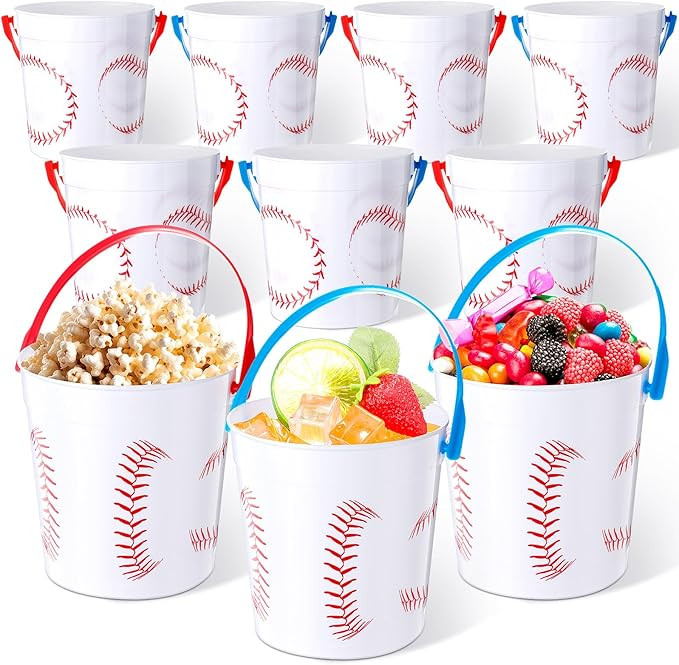 Mifoci 10 Pcs Baseball Small Plastic Bucket with Handles 34 oz Versatile Baseball Treat Bucket Bu... | Amazon (US)