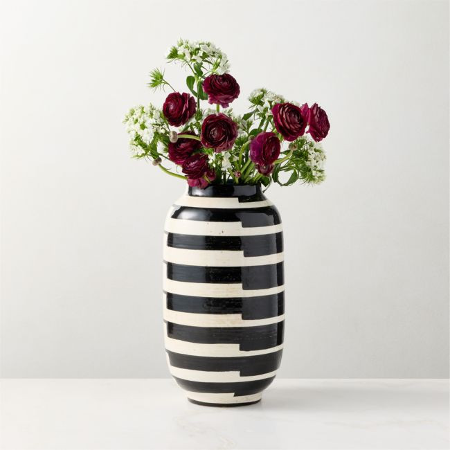 Cristo Black and White Striped Vase | CB2