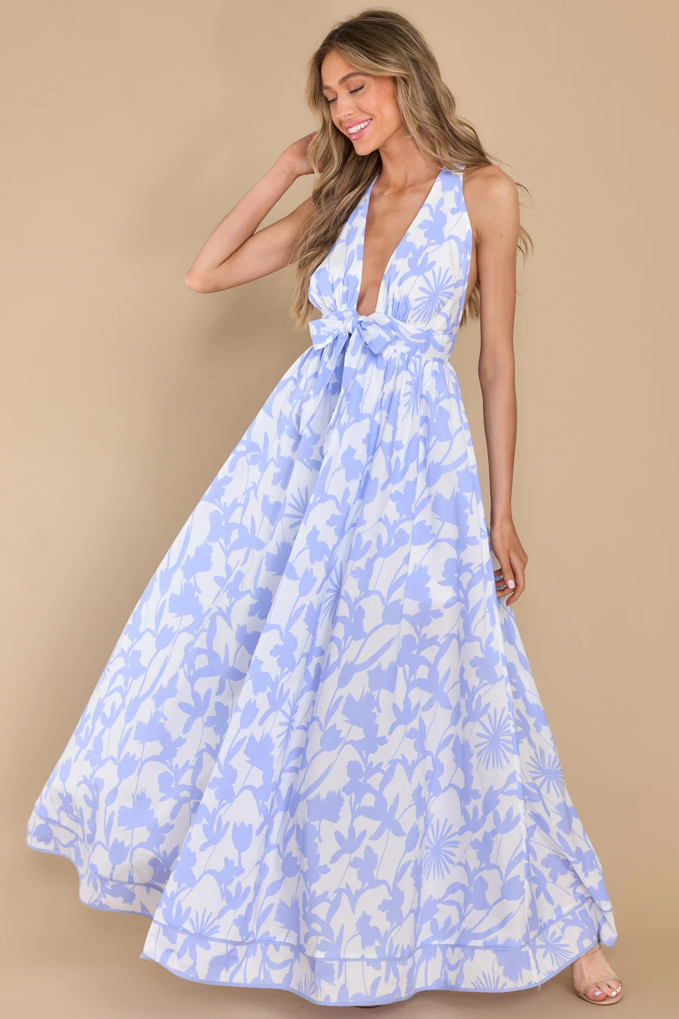 Subtly Sweet Dusty Blue Multi Print Maxi Dress | Red Dress 