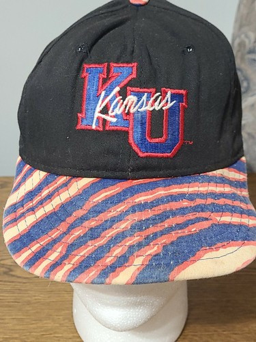 Vintage NCAA Kansas Jayhawks KU snapback hat striped by Zubaz AJD 1990s Made USA  | eBay | eBay AU