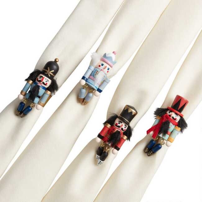 Watercolor Nutcracker Napkin Rings 4 Pack | World Market