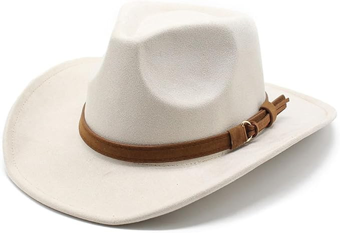Unisex Western Suede Cowboy Cowgirl Hat Classic Wide Brim Fedora Hat for Men &Women | Amazon (US)