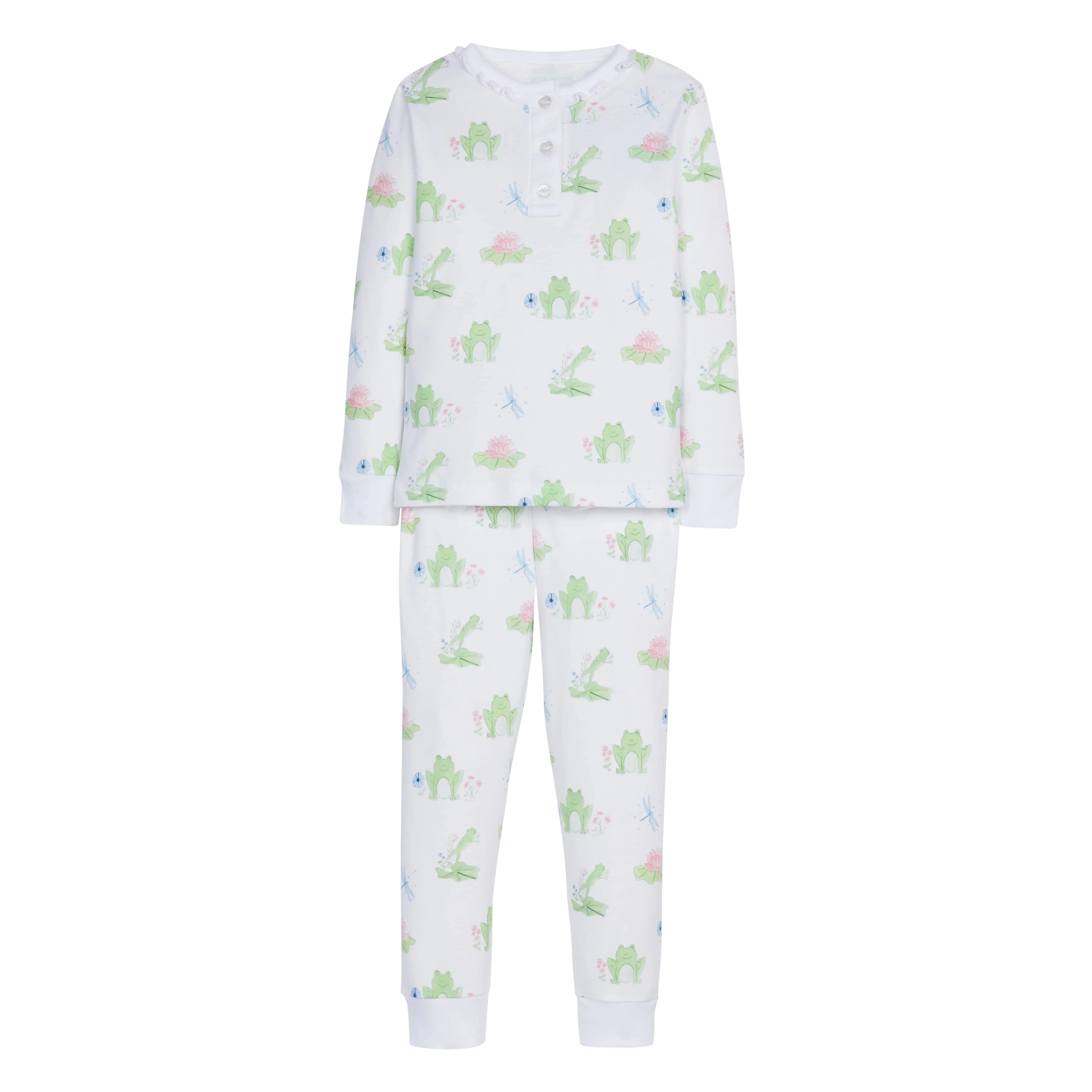 Little Girl Frog Jammies - Children's Ruffled PJs | Little English