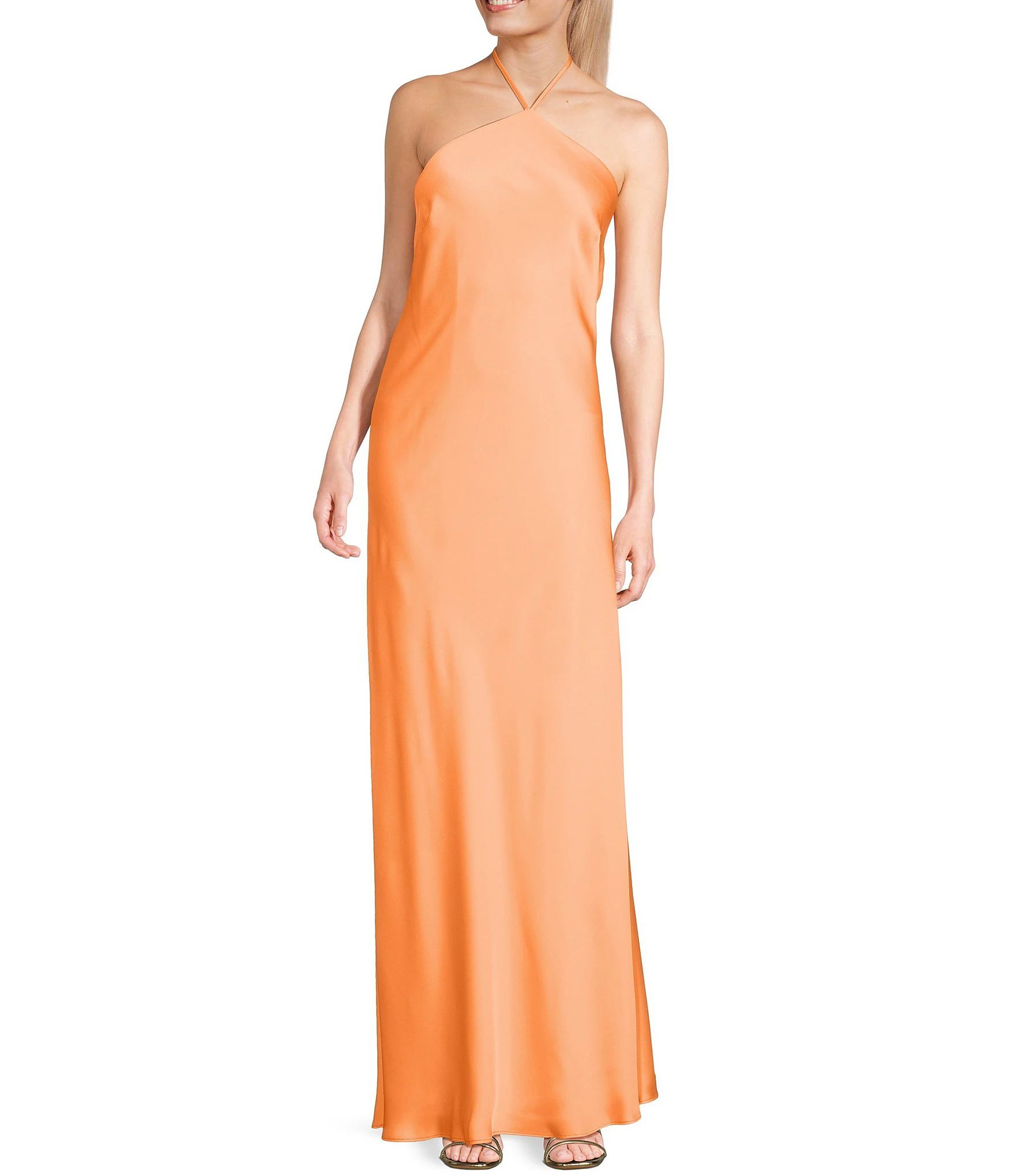 Morgan & Co.Satin Halter Neck Long Dress | Dillard's