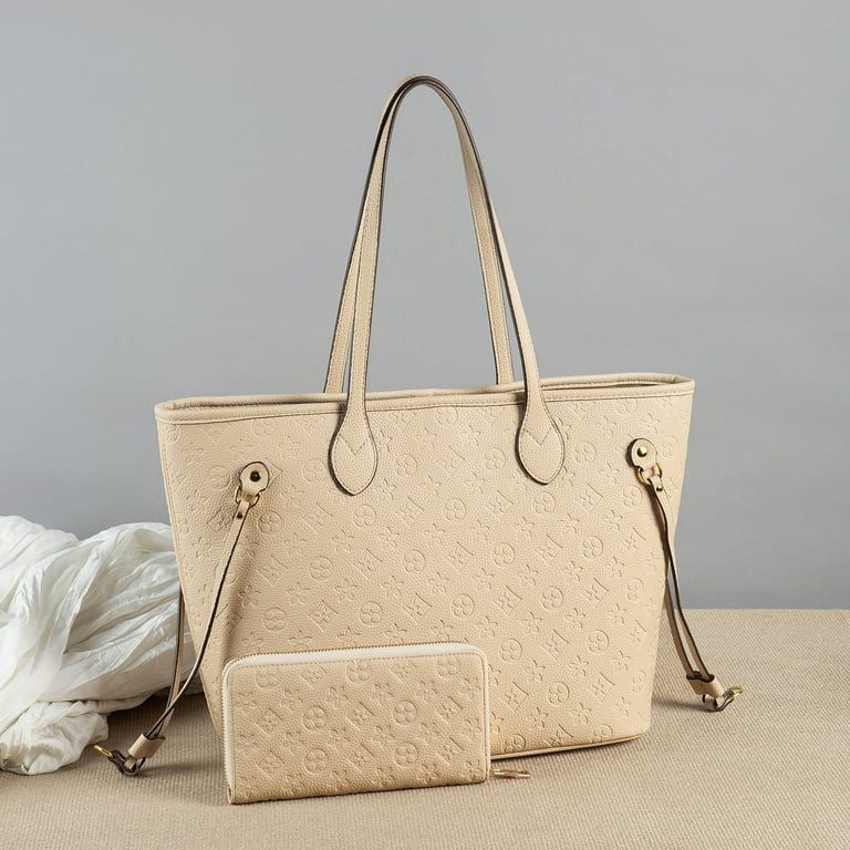 MilaKate Embossed Shoulder Handbags with Wallet for Women – Designer Inspired Tote Bags. Beige ... | Walmart (US)