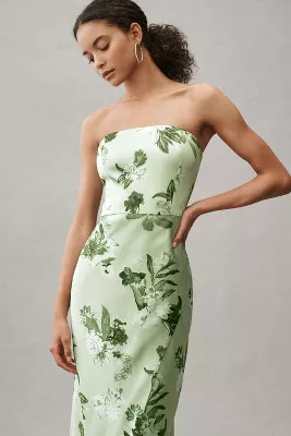 Sachin & Babi Stretch Satin Strapless Side-Slit Maxi Dress | Anthropologie (US)