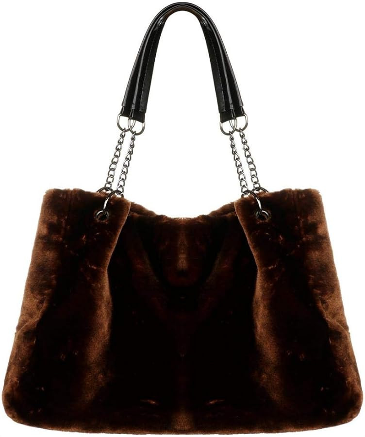 Large Capacity Fuzzy Shoulder Bags For Women Hobo Handbags Fur Handbags Fashion Bags | Amazon (US)
