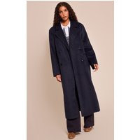 Navy Structured Double Breasted Wool Look Maxi Coat | PrettyLittleThing UK