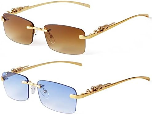 SDINM Rimless Sunglasses for Men Women Fashion Small Narrow Rectangle Sun Glasses Shades 90s Eyew... | Amazon (US)