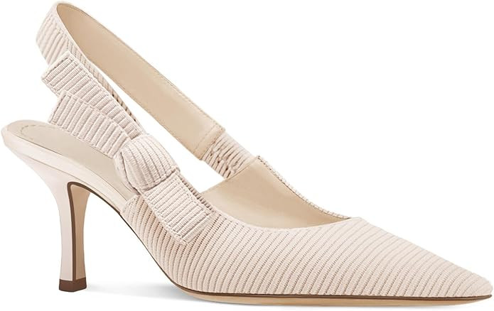 Coutgo Womens Slingback Kitten Heels Closed Pointed Toe Bowknot Knitted Slip On Work Pumps Dress ... | Amazon (US)