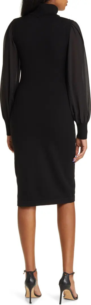 Chiffon Long Sleeve Turtleneck Sweater Dress | Nordstrom