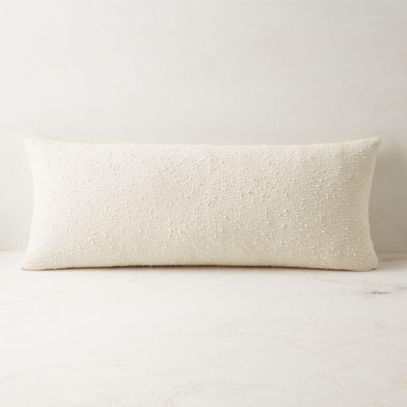 White Boucle Modern Throw Pillow with Down-Alternative Insert 36"x16" + Reviews | CB2 | CB2