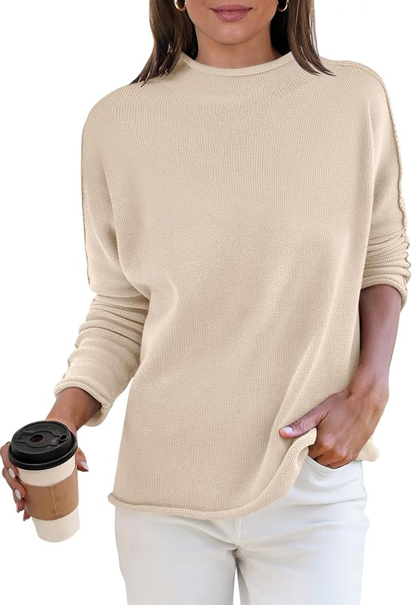 ANRABESS Women Casual Long Sleeve Mock Funnel Neck Knit Pullover Sweater Top 2025 Fall Fashion Ou... | Amazon (US)
