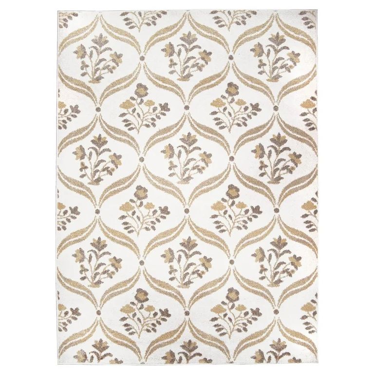 My Texas House Willow 9' x 12' White Floral Indoor Area Rug | Walmart (US)